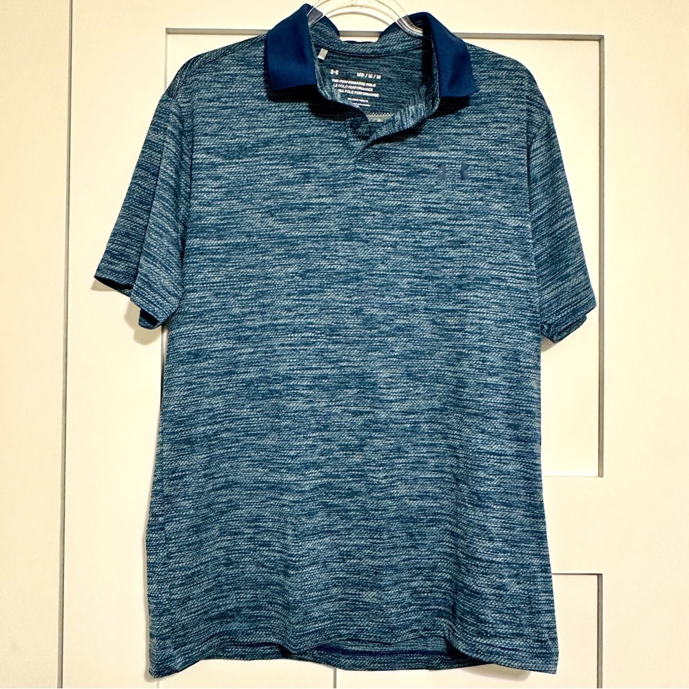 Under Armour Men’s Heathered Blue Performance 2.0 Golf Polo • Medium
